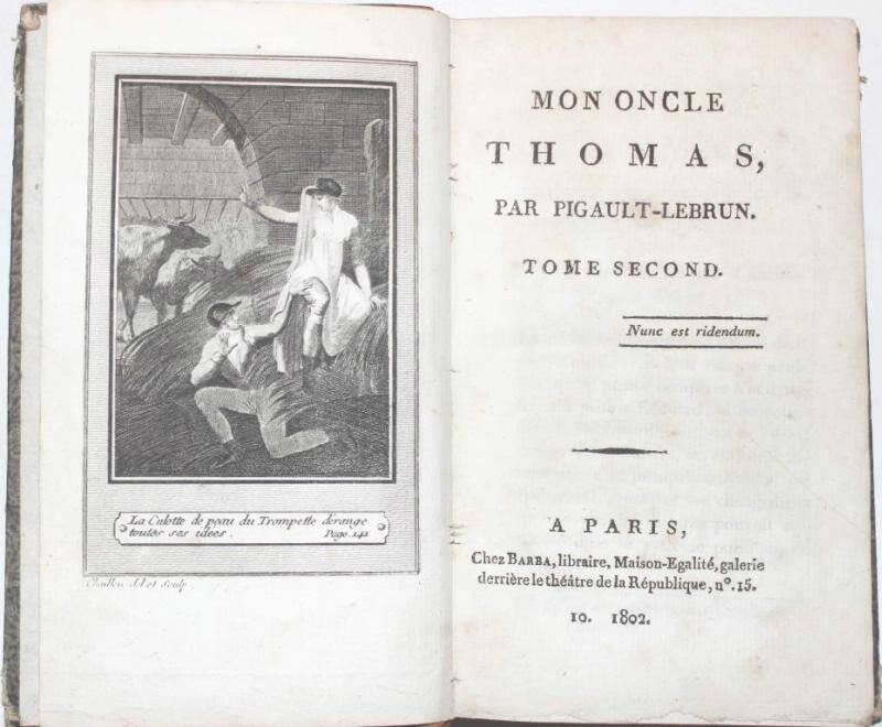 Старопечатная книга. «Мой дядя Фома»  Том.2. Париж, 1802 г.  Гравированный фронтиспис.