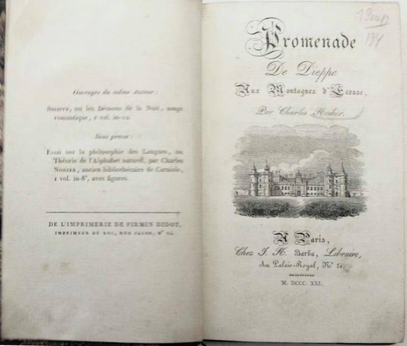 Старопечатная книга. Прогулка от Дьеппа до Монгань  по Шотландии. Париж, 1821.
