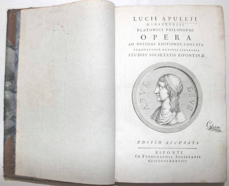 Старопечатная книга. Lucii Apuleji madaurensis Platonocis Philosophi opera... . Vol.1.  Biponti, 1788.