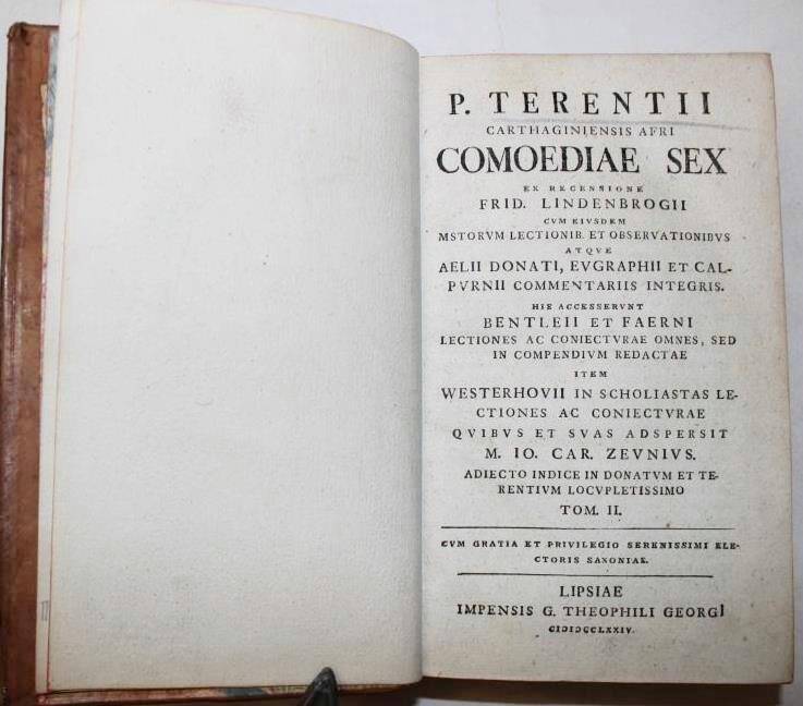 Старопечатная книга. Carthaqiniensis Afri comoediae sex... Tomus II. Lipsae ,CDDCCLXXV (Лейпциг),1774.