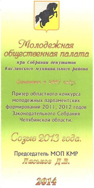 Буклет Молодежной общественной палаты при Собрании депутатов Каслинского муниципального района