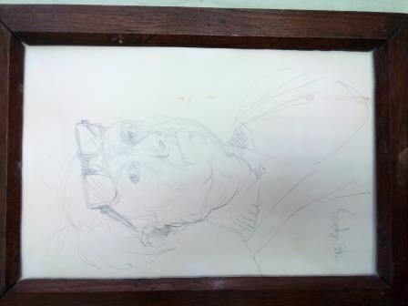 Рисунок карандашом 1986г. Л.Крохин. Автопортрет, карандаш, картон