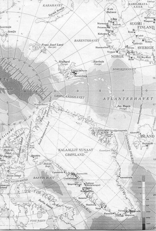 Карта Арктики (ксерокопия).