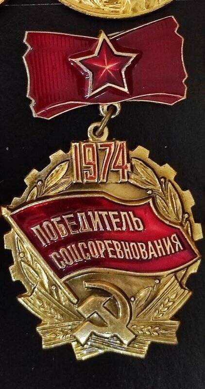 Знак «Победитель соцсоревнований 1974 год» 
Лукашкина Александра Ивановича.