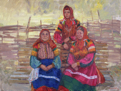 Три поколения (старшая дочь атамана В.П. Саничева Мария Васильевна Берестнева с дочерью Анной Киенко и внучкой Лизой)