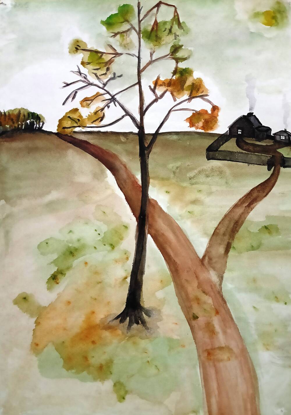 Рисунок Осень в деревне