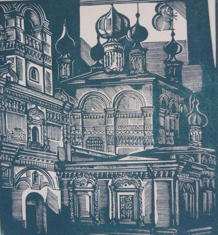 Гравюра. Соликамск Богоявленская церковь.