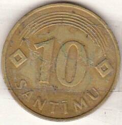 Монета  10 SANTIMU 1991 г.  Мальта.