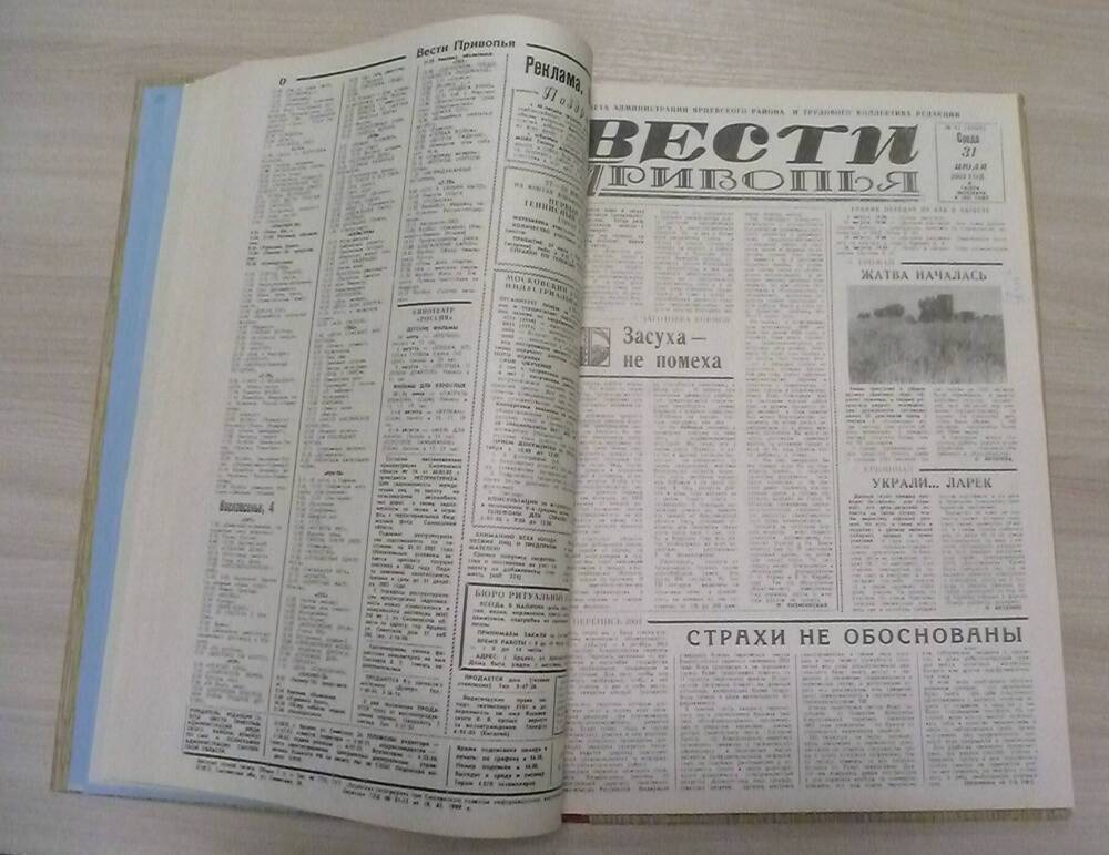 Подписка на газету за 2002 год  Вести Привопья