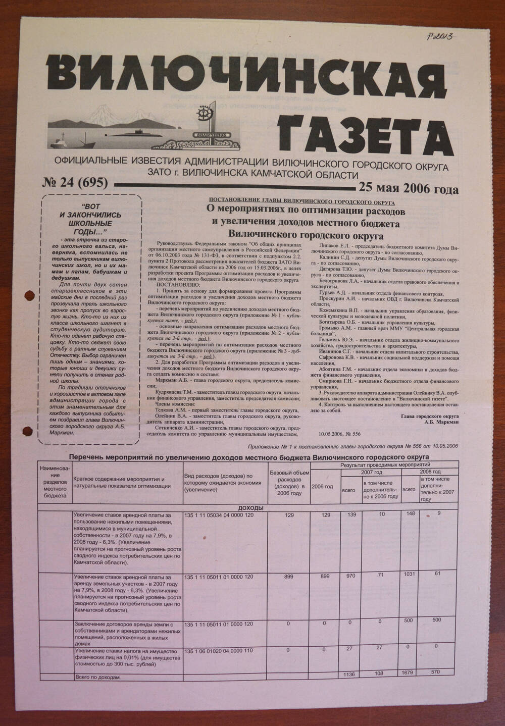 Газета «Вилючинская газета» № 24 (695).