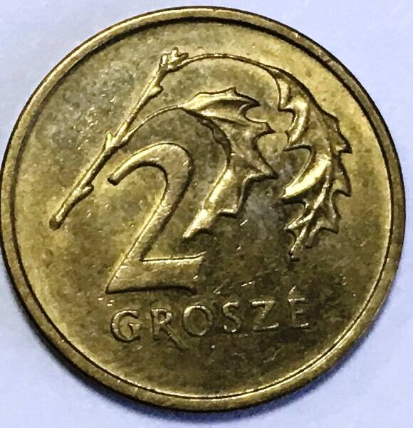 Монета достоинством 2 GROSZE (гроша) 2003 год.