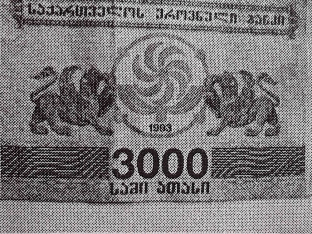 Банкнота 3000 купонов (лари). Грузия.