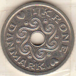 Монета  Дания 1 крона 1996 г.
