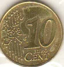Монета  10 ЕВРО ЦЕНТ 2002 г.