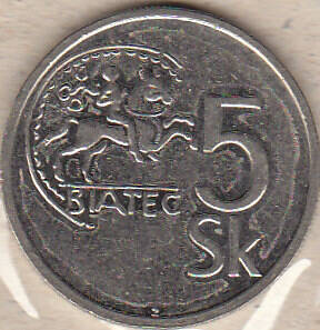 Монета  5 sk 1993 г. Словения.