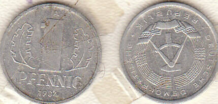 Монета  1 PFENNIC 1984 г.