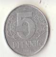 Монета  Достоинством 5 PFENNIG 1968 г.