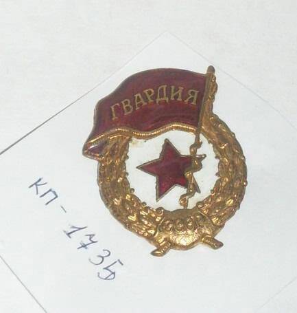 Знак Гвардия СССР Валина А.А.