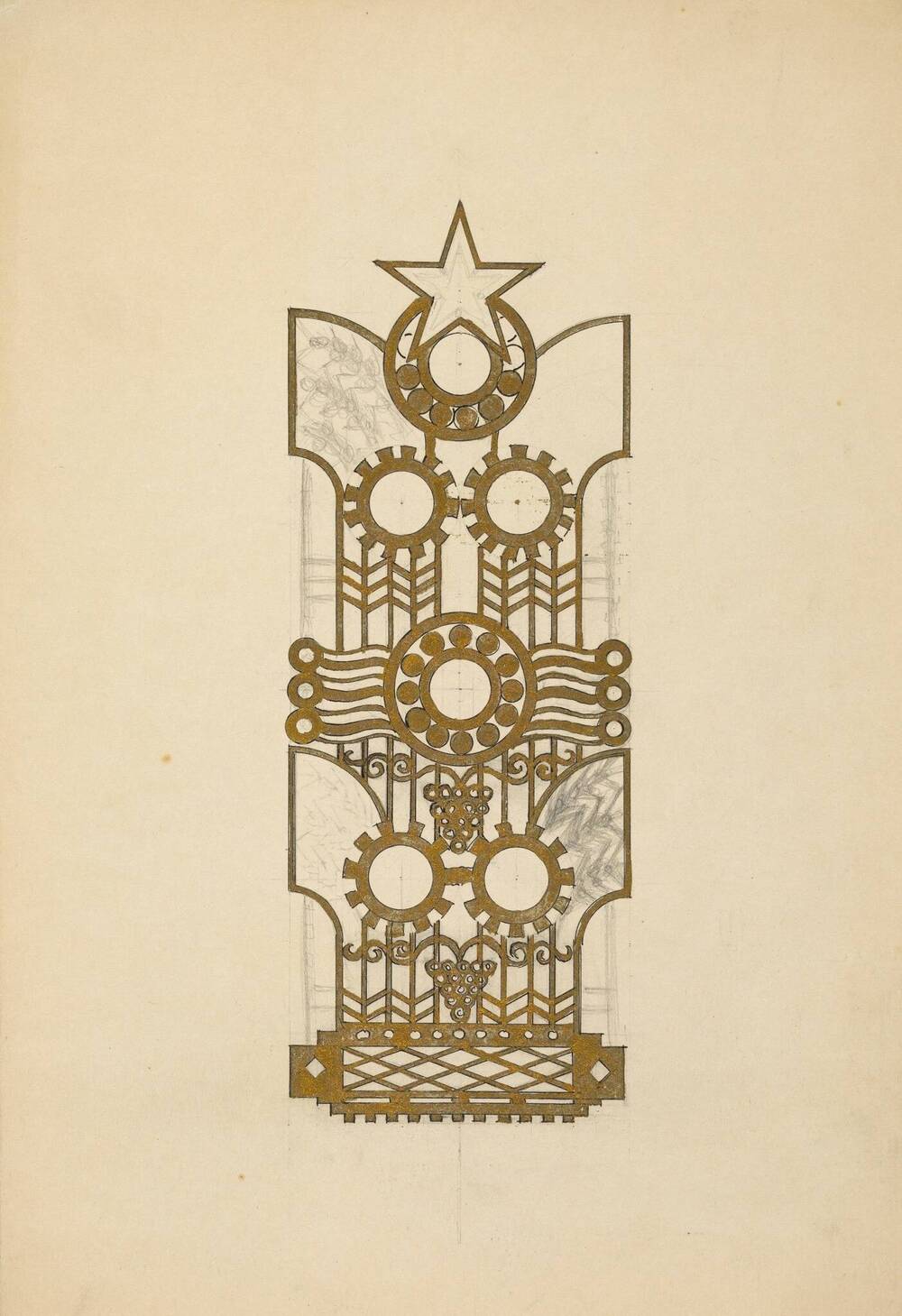 Декоративная решетка со звездой и шестеренками