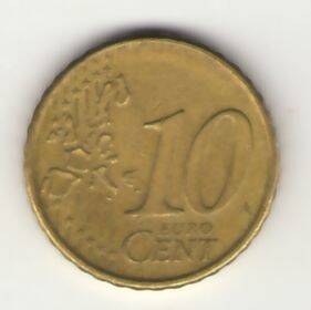 Монета 10 (десять) EURO CENT 2002 года.