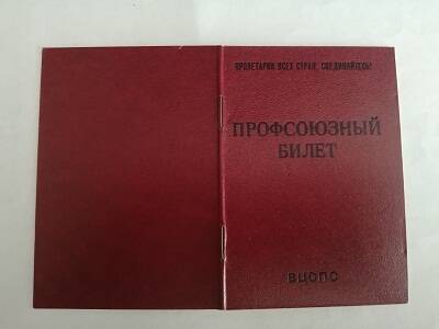 Билет профсоюзный  №51532941 Лешиной Н. И.Профком райсовета. Выдан 08.12.1986 г