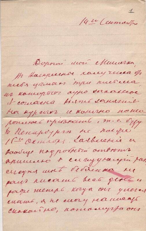 Документ. Письмо Шателену Михаилу Андреевичу от Шателен (Островской) Марии Александровны. 1891-1913