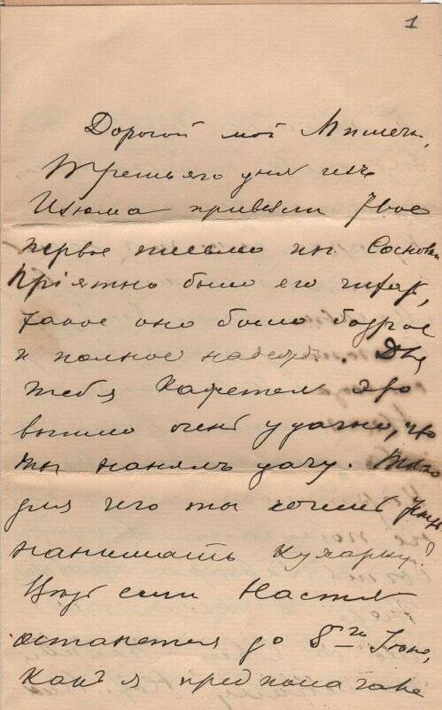 Документ. Письмо Шателену Михаилу Андреевичу от Шателен (Островской) Марии Александровны. 1891-1913