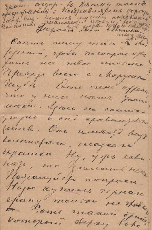 Документ. Письмо Шателену Михаилу Андреевичу от Шателен (Островской) Марии Александровны. 1891-1913