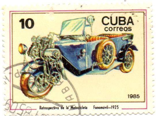 Документ. Марка почтовая. Cuba correos. Fanomovil-1925.