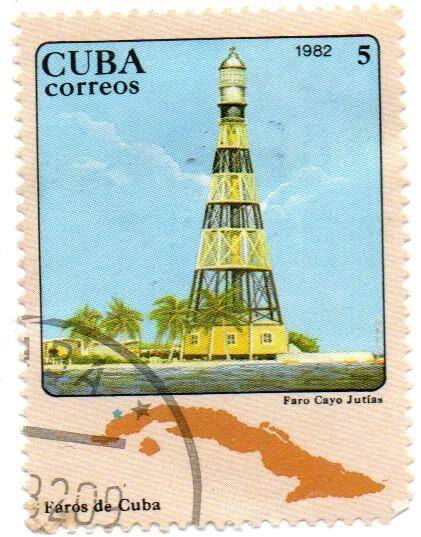 Документ. Марка почтовая CUBA correos. Farо Cayo Jutias