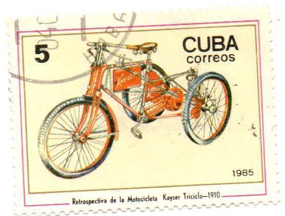 Документ. Марка почтовая. Cuba correos. Kayser Тriciclo-1910.