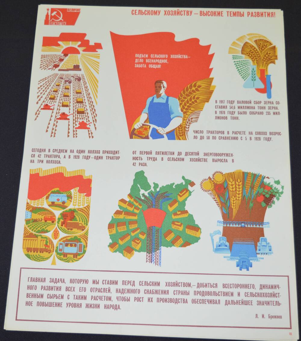 Плакат Сельскому хозяйству -  высокие темпы развития!  из комплекта  Величие пятилеток.  Издательство Плакат Москва.