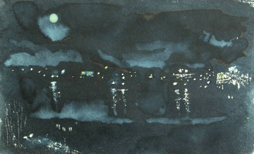 картина Ночь на пруду