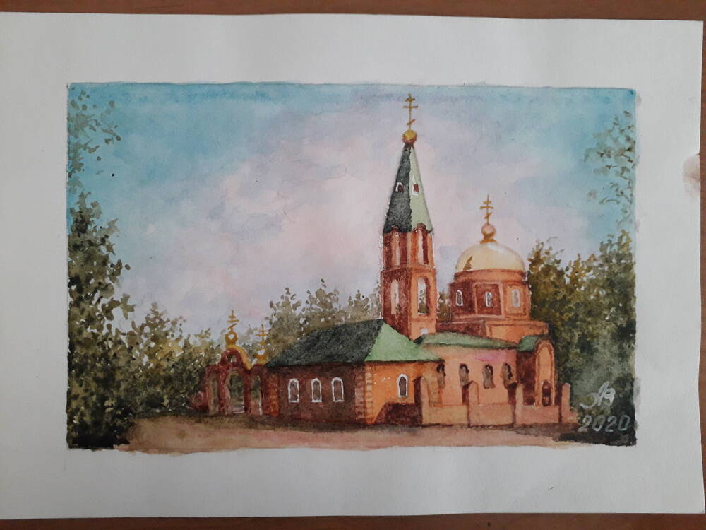 Рисунок акварелью Храм Александра Невского.