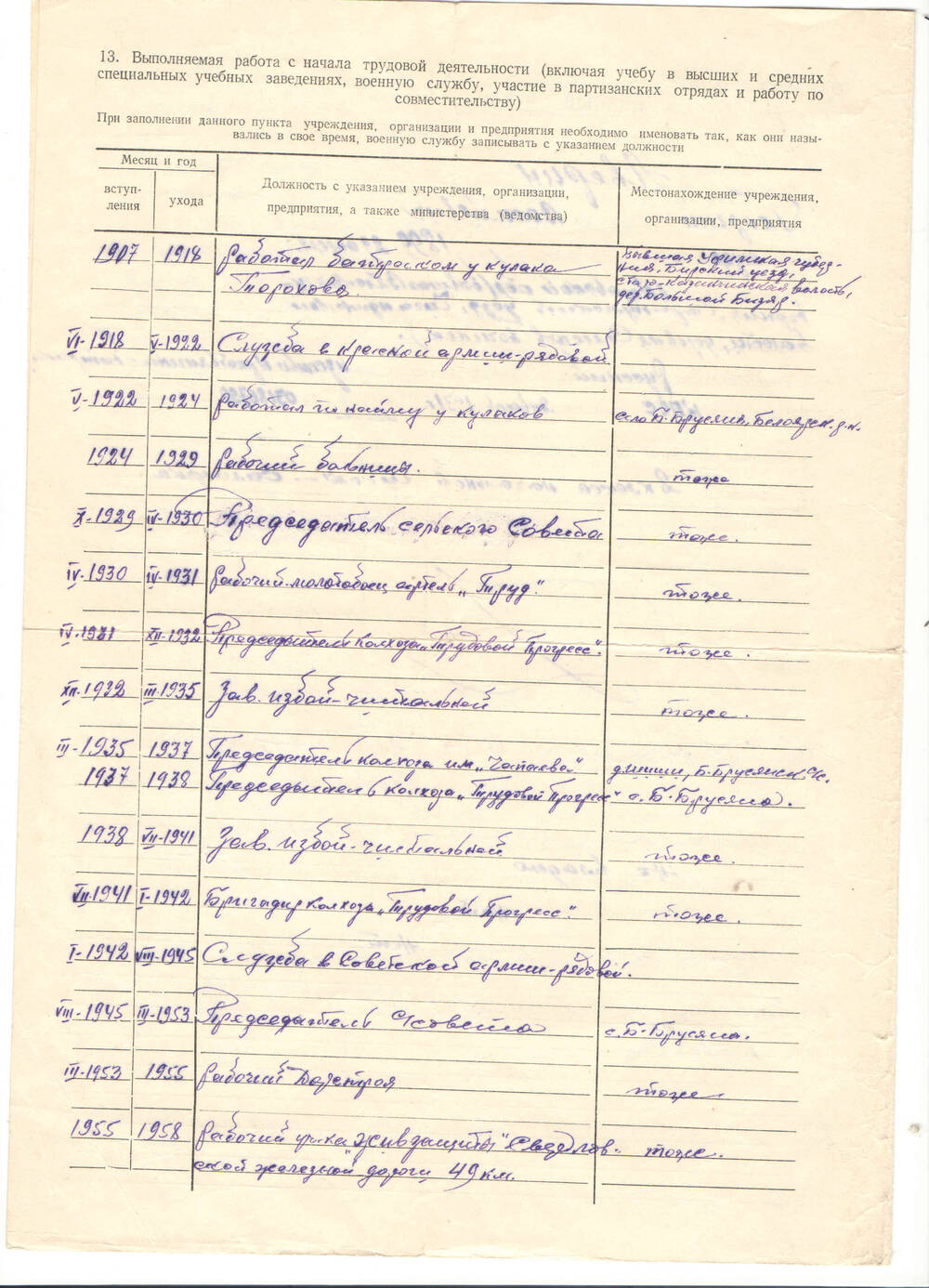 Листок
личный  по  учету  кадров  Аверина  Георгия  Васильевича,  1899 года  рождения