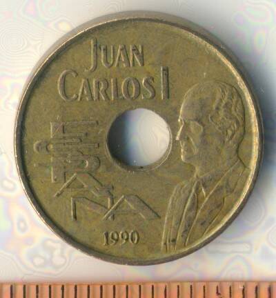Монета. Испания. 25 песет. 1990 г.