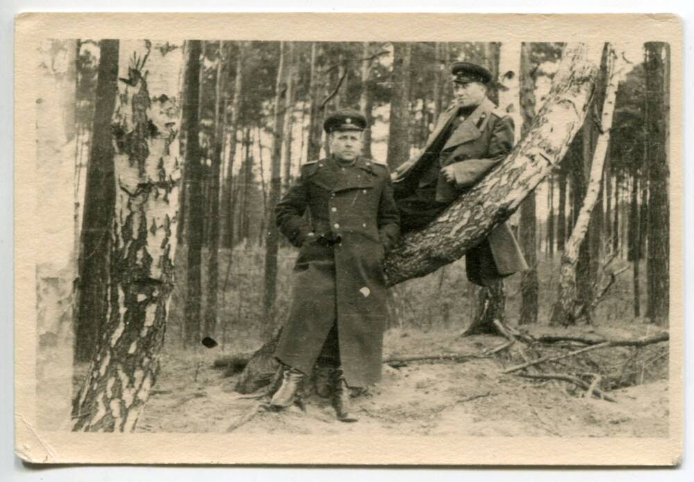 Фотография. Двое военнослужащих в лесу
