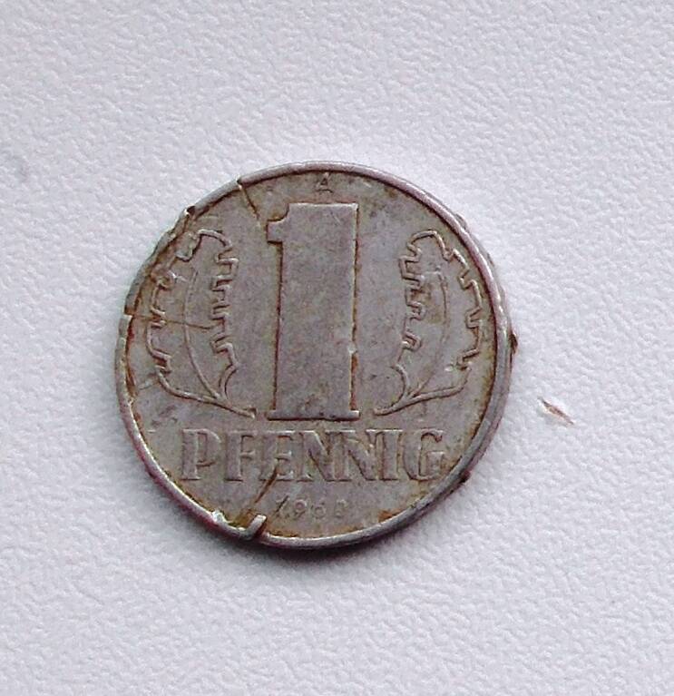 Монета ГДР 1 pfennig 1964 г.