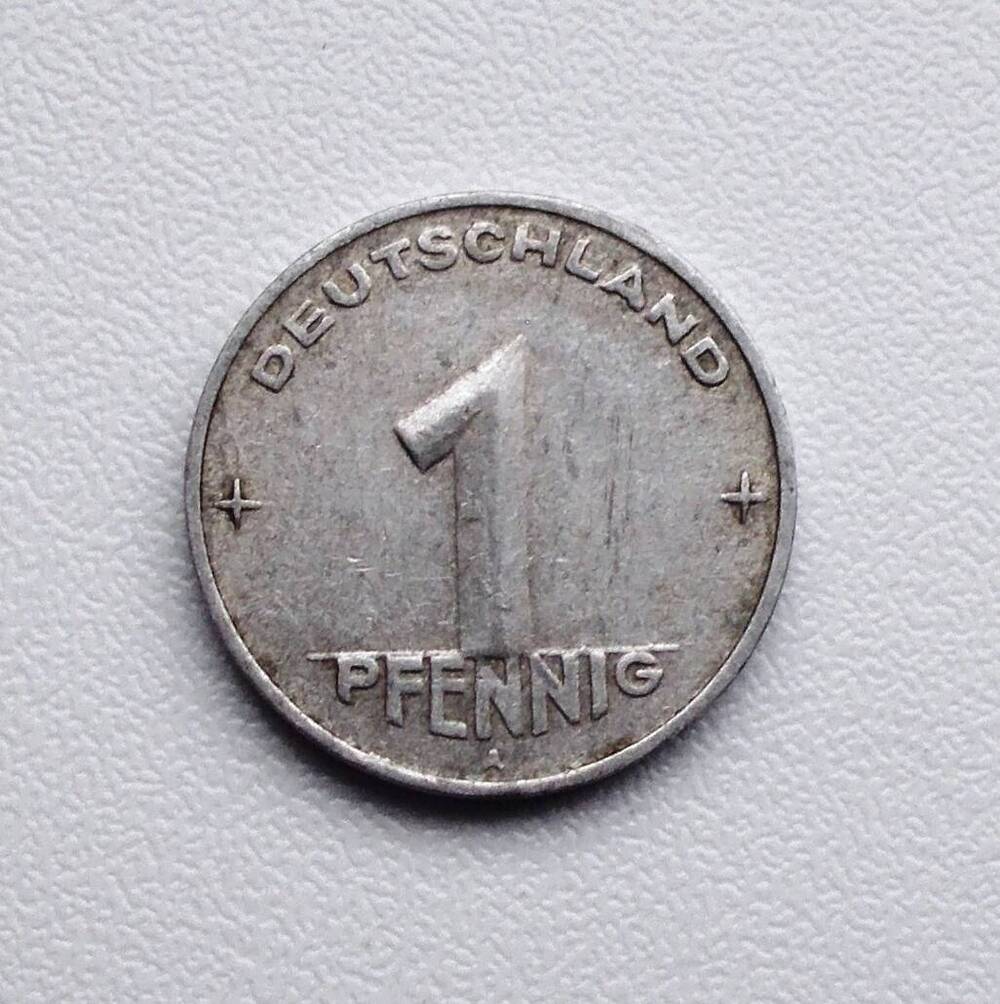 Монета ГДР 1 pfennig 1952 г.