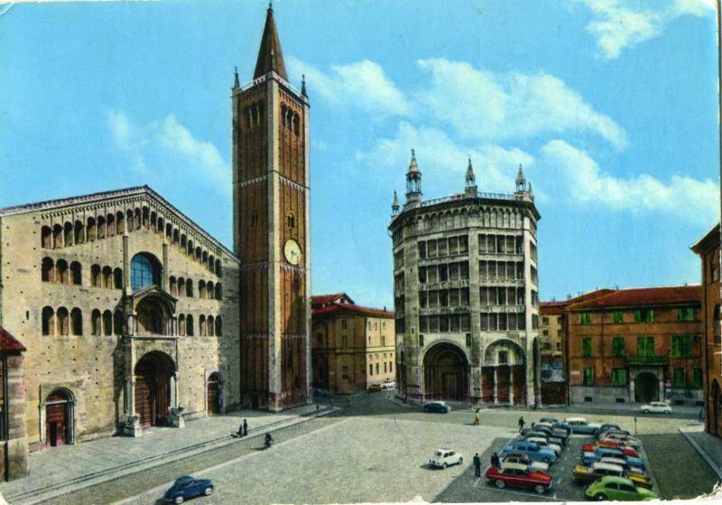 Открытка художественная «Parma» Сосниной М.А. в г. Похвистнево от внучки Марины из Италии, 1967 г.