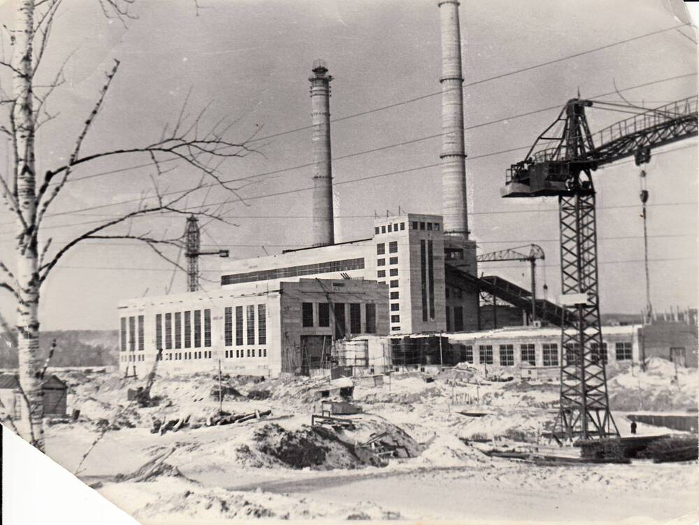 Фотографии объектов  строительства ГРЭС-2 1961 г., 1958 (начало строительства ТЭЦ) фотограф  неизвестен (фото черно-белое)