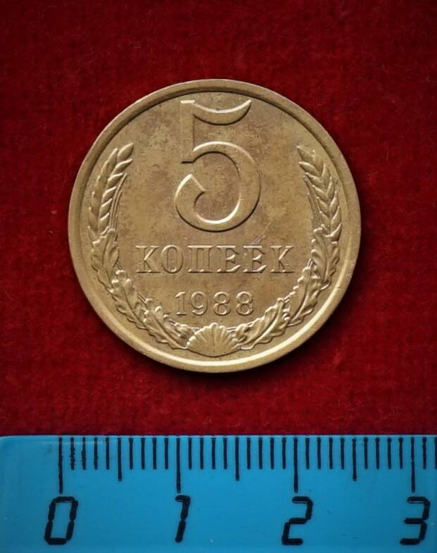 Монета. 5 копеек, 1988 г.