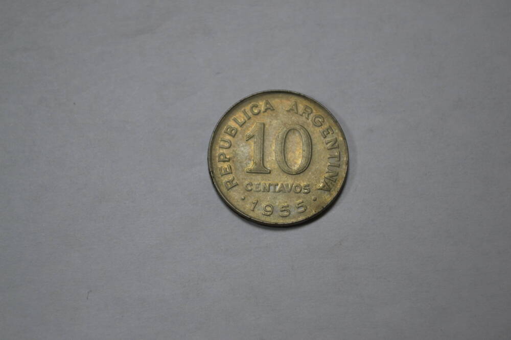 Монета. Аргентинская Республика.  10 сентаво 1955 г.