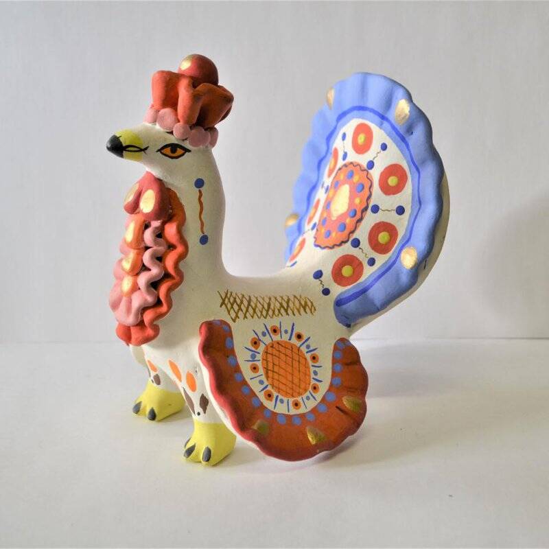 Игрушка глиняная Индюк(по традициям дымковской игрушки)