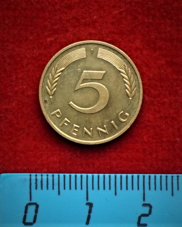 Монета. 5 пфеннигов, 1991 г.