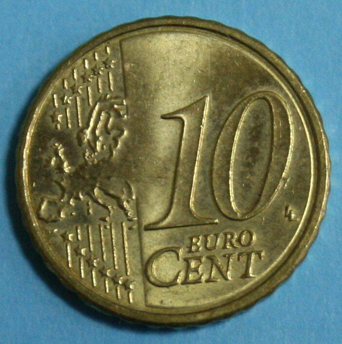 Монета банка Австрии. 10 евро-центов 2008 г. выпуска.