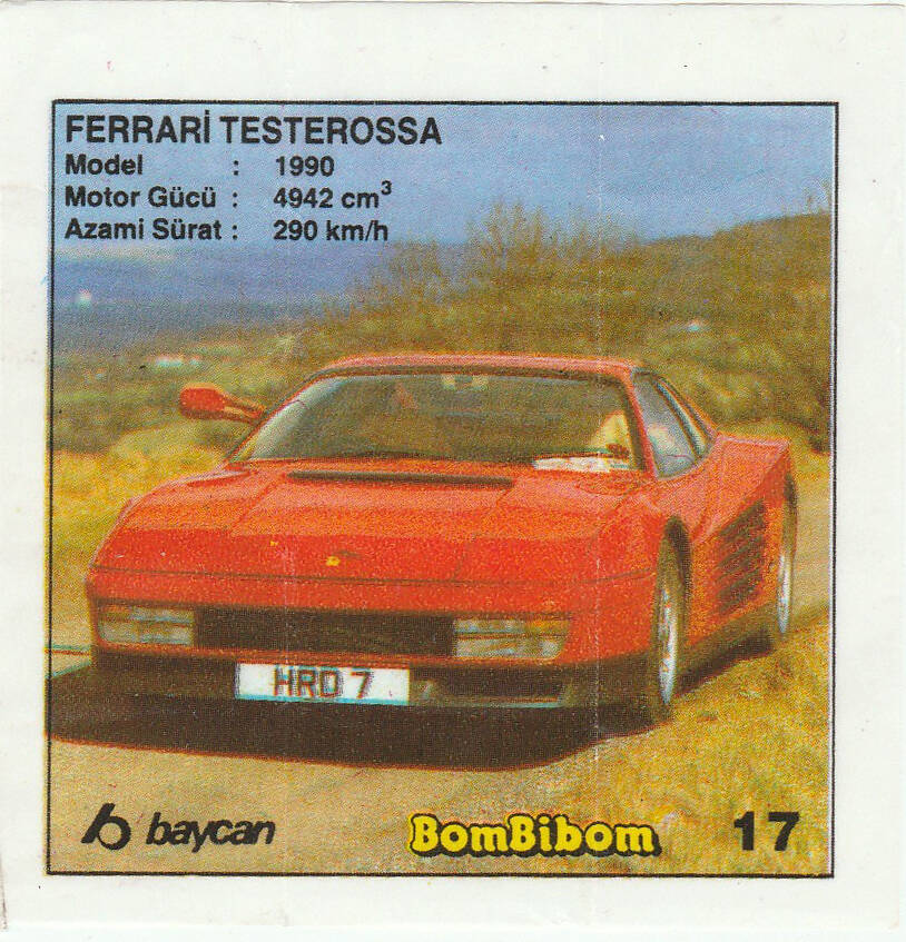 Вкладыш от жевательной резинки BomBibom 1 серия «FERRARI TESTEROSSA»