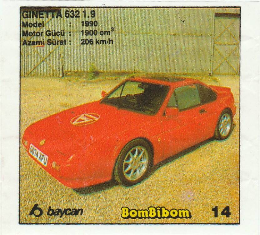 Вкладыш от жевательной резинки BomBibom 1 серия «GINETTA 639 1,9»