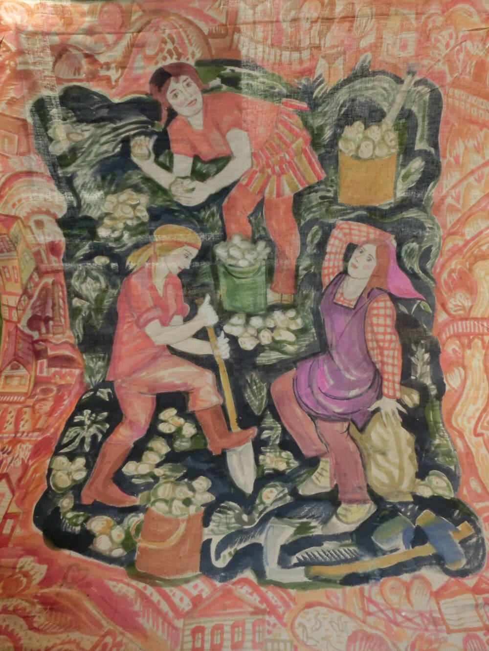 Вороницкая Т.С. Осень-картошка - декоративное панно, 1985 г.