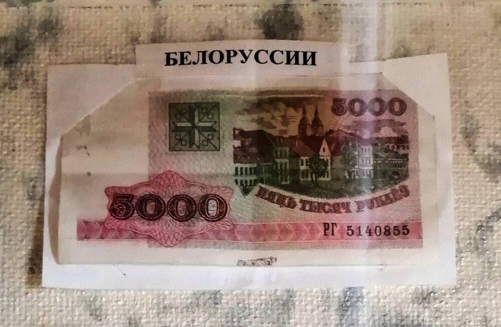 Бумажный денежный знак Белоруссии в 5000 рублей